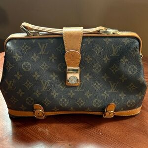 Louis Vuitton Classic Monogram Satchel with Tan Accents